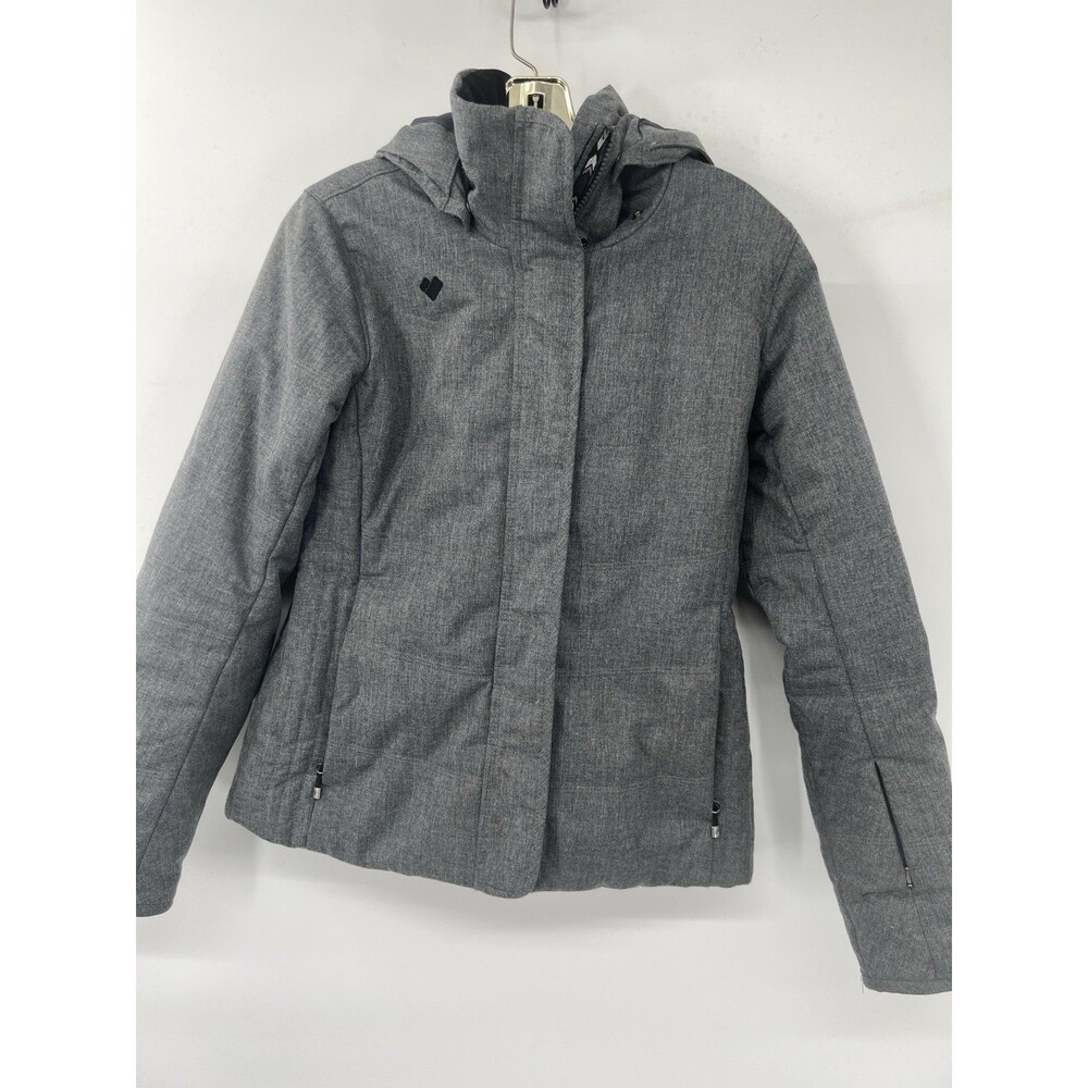 Grey Obermeyer women's ski jacket size 4 thick warm removable hood